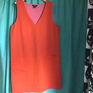 H&M burnt orange sleeveless shift dress 14 mod